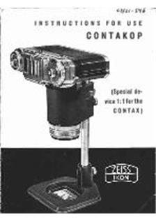 Zeiss Ikon Contax Accessories manual. Camera Instructions.